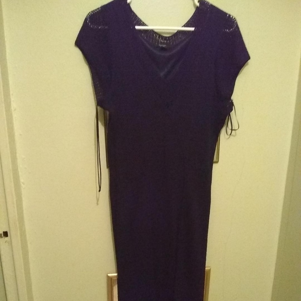 Alfani black long streatchable mesh silk dress 2x